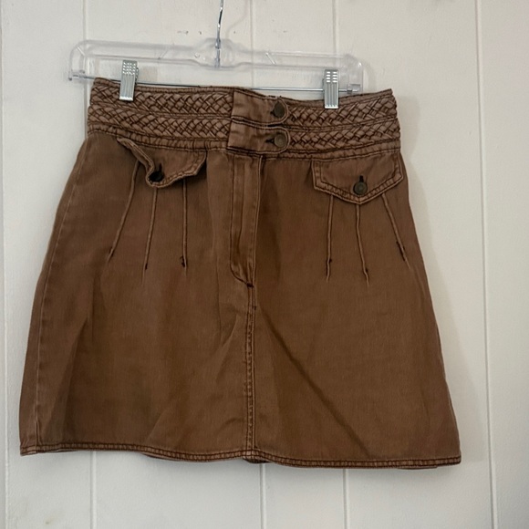 Free People Dresses & Skirts - Free People Tan Mini Skirt with Braided Waist